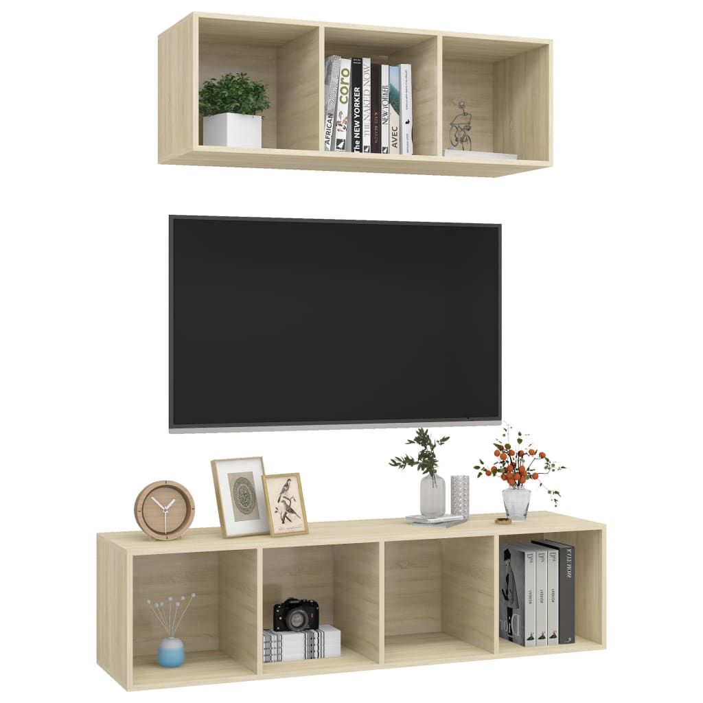 Ensemble de meubles TV 2 pcs Chêne sonoma Bois d'ingénierie