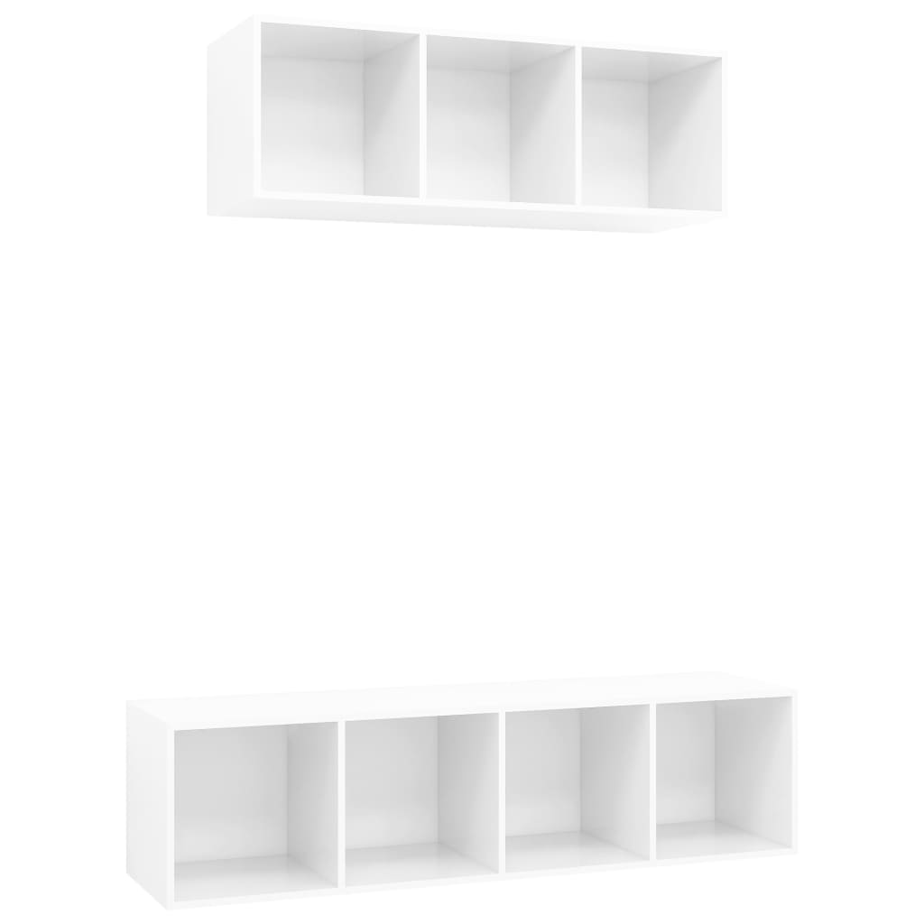 Ensemble de meubles TV 2 pcs Blanc brillant Bois d'ingénierie