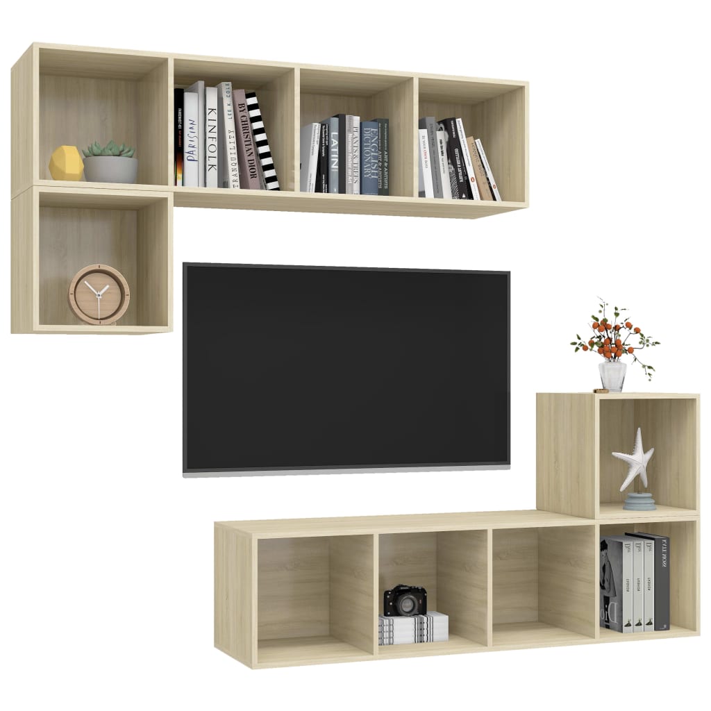 Ensemble de meubles TV 4 pcs Chêne sonoma Bois d'ingénierie