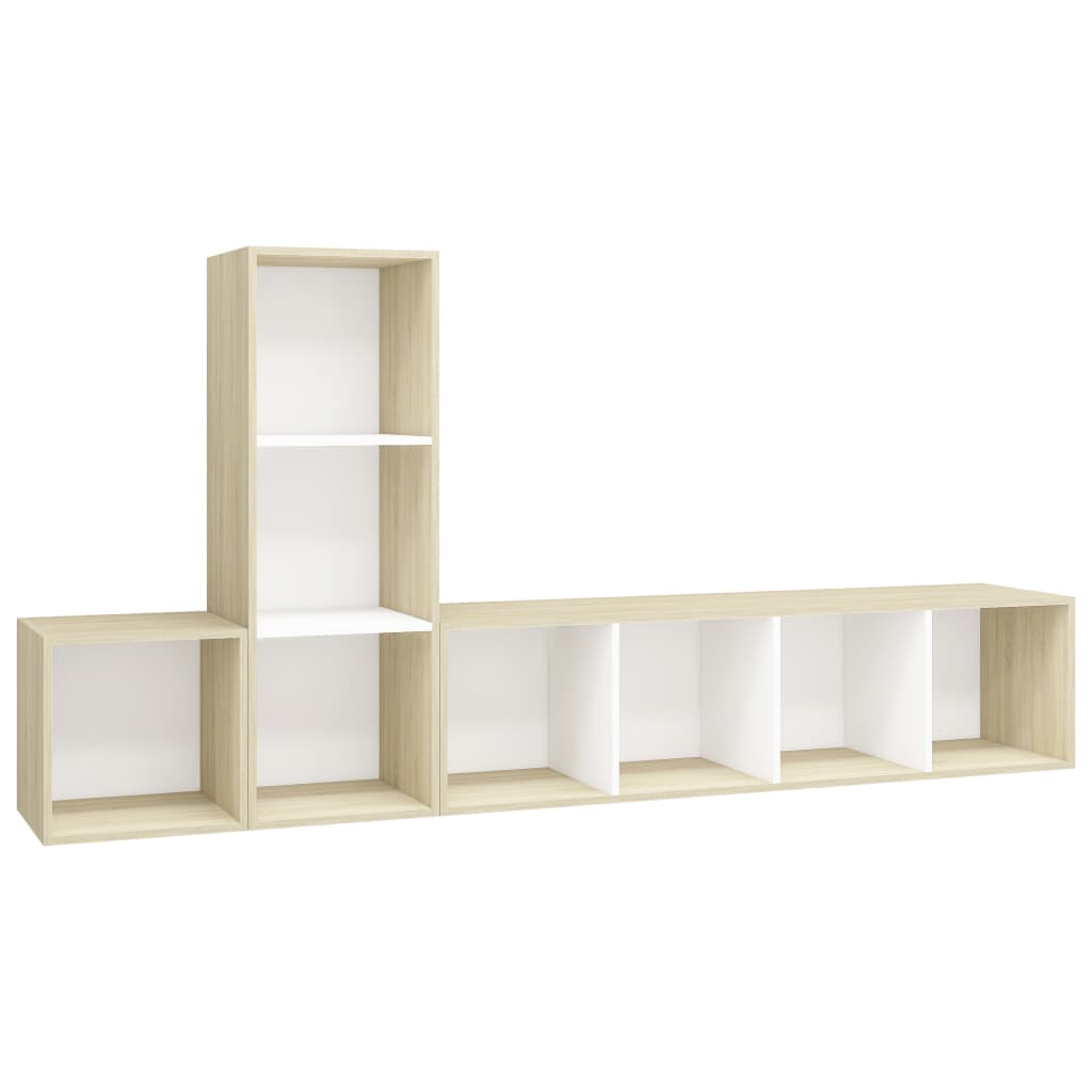 Ensemble de meubles TV 3pcs Blanc chêne sonoma Bois ingénierie