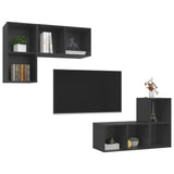 Meubles TV muraux 4 pcs Gris Bois d'ingénierie