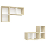 Meubles TV muraux 4 pcs Blanc et chêne sonoma Bois d'ingénierie