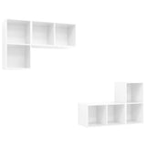 Meubles TV muraux 4 pcs Blanc brillant Bois d'ingénierie