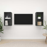 2 pcs Wall Mounted TV Cabinets Grey Engineered Wood