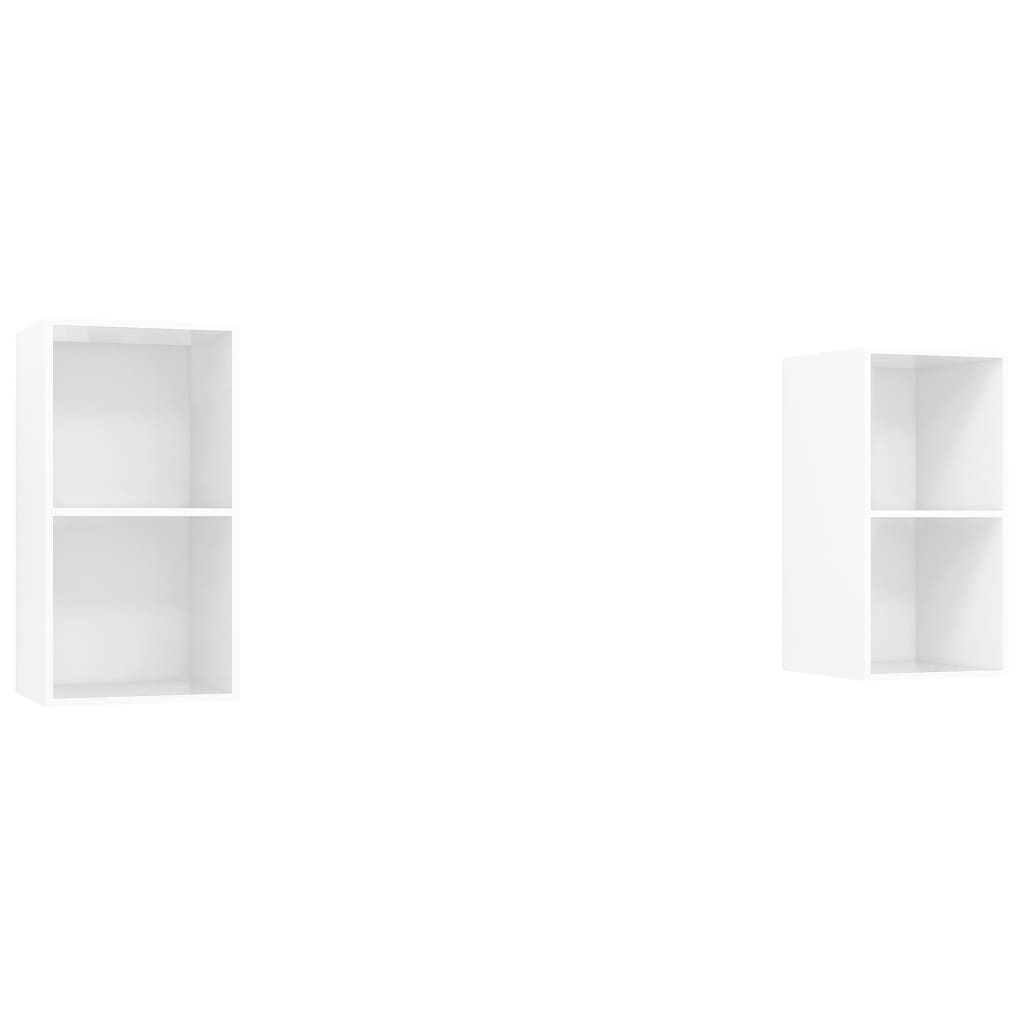 Meubles TV muraux 2 pcs Blanc brillant Bois d'ingénierie