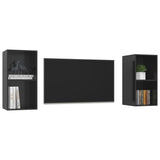 Meubles TV muraux 2 pcs Noir brillant Bois d'ingénierie