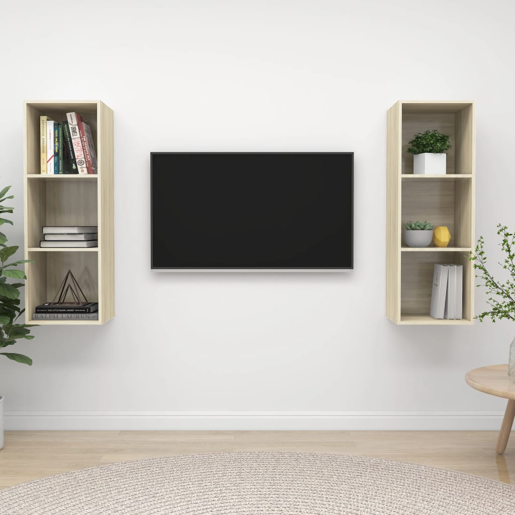 Meubles TV muraux 2 pcs Chêne sonoma Bois d'ingénierie