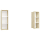 Meubles TV muraux 2 pcs Blanc et chêne sonoma Bois d'ingénierie