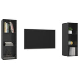 Meubles TV muraux 2 pcs Noir brillant Bois d'ingénierie