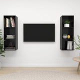 Meubles TV muraux 2 pcs Noir brillant Bois d'ingénierie