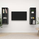 2 pcs Wall Mounted TV Cabinets Glossy Grey Engineered Wood