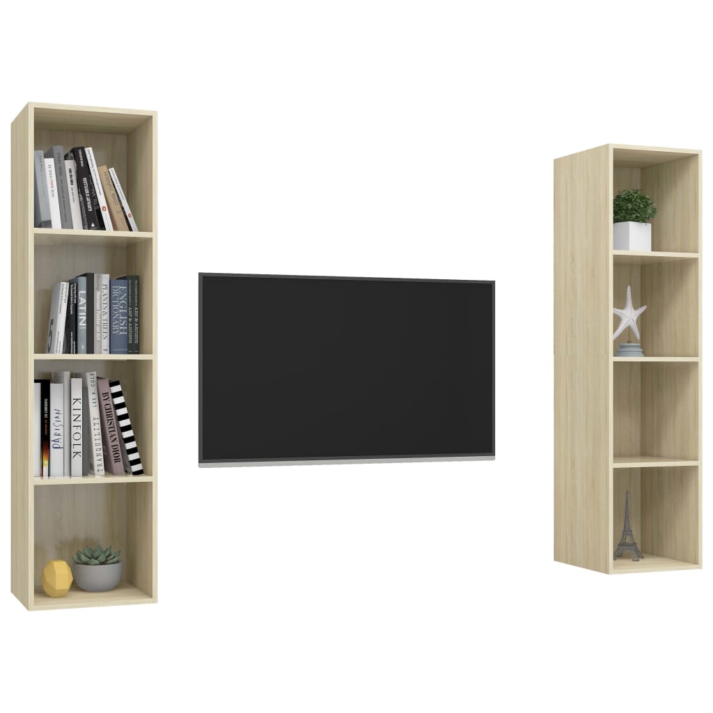 Meubles TV muraux 2 pcs Chêne sonoma Bois d'ingénierie