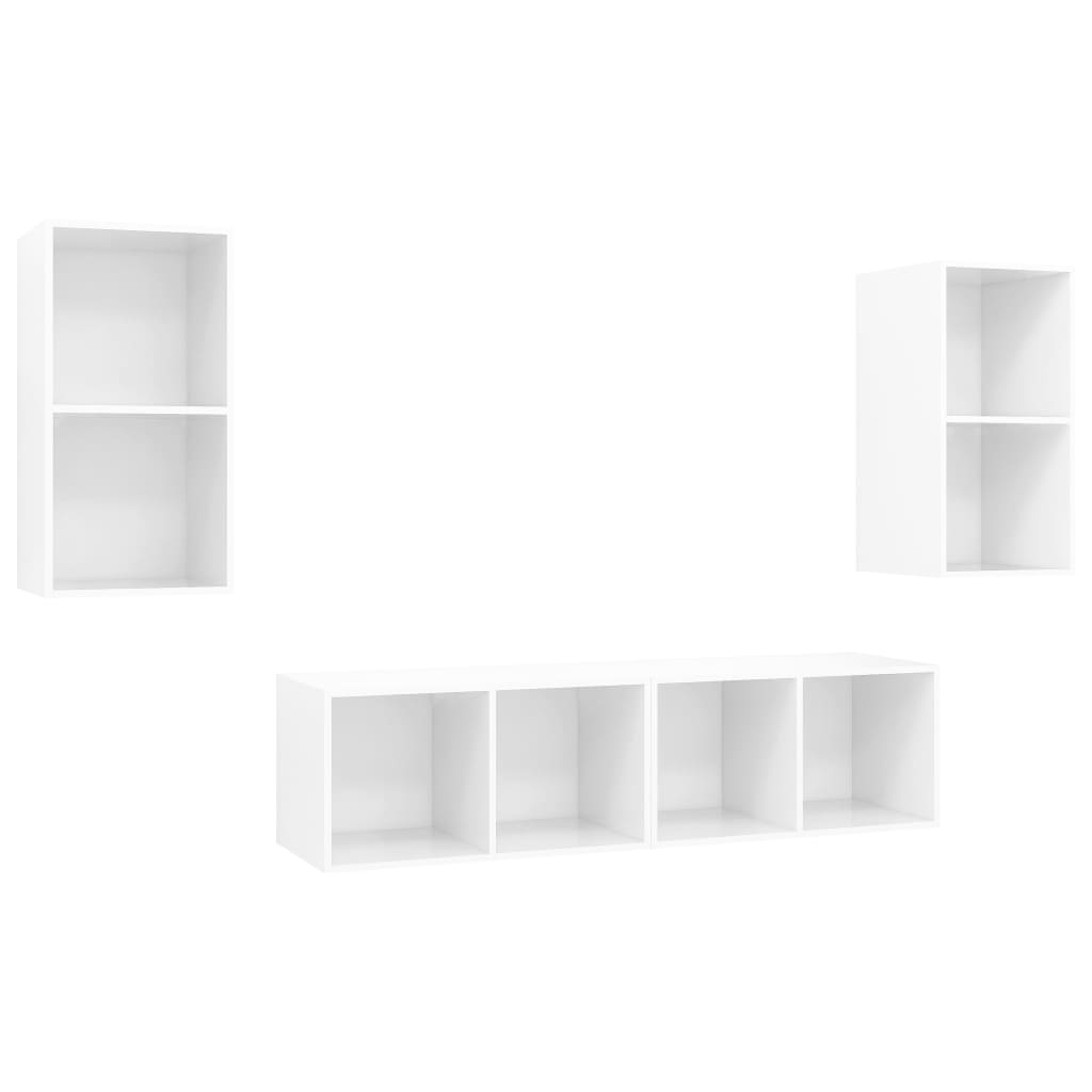 Meubles TV muraux 4 pcs Blanc brillant Bois d'ingénierie