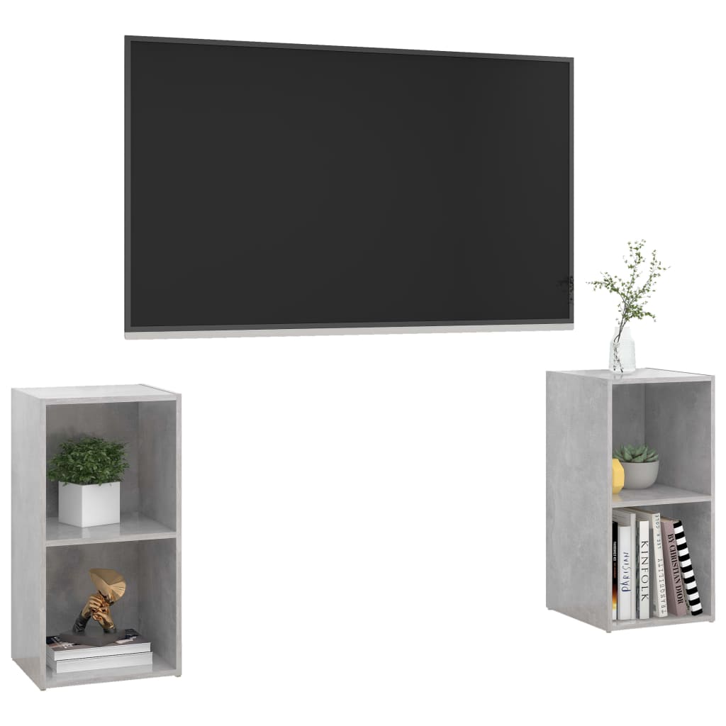 Meubles TV 2 pcs Gris béton 72x35x36,5 cm Bois d'ingénierie