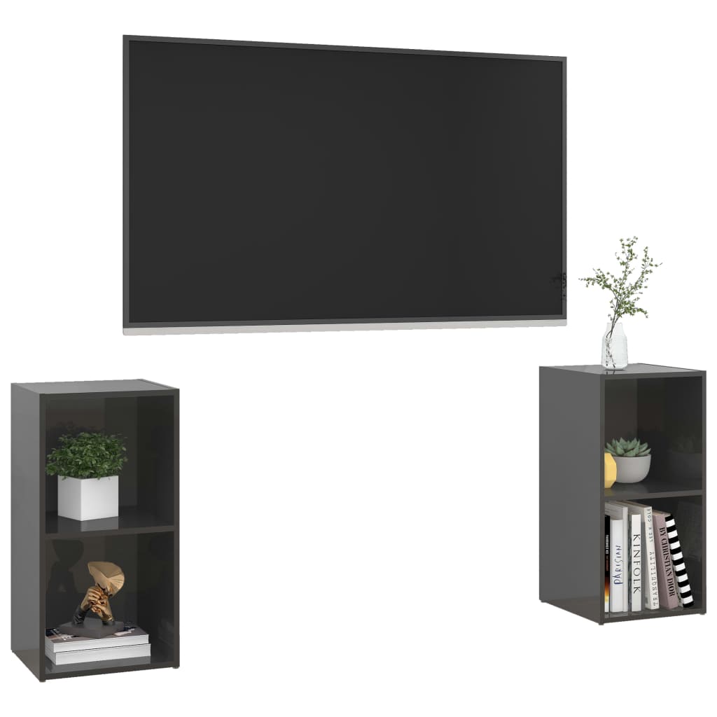 Meubles TV 2 pcs Gris brillant 72x35x36,5 cm Bois d'ingénierie