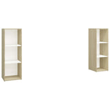 Meubles TV 2 pcs Blanc et chêne sonoma Bois d'ingénierie