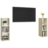 Meubles TV 2 pcs Blanc et chêne sonoma Bois d'ingénierie