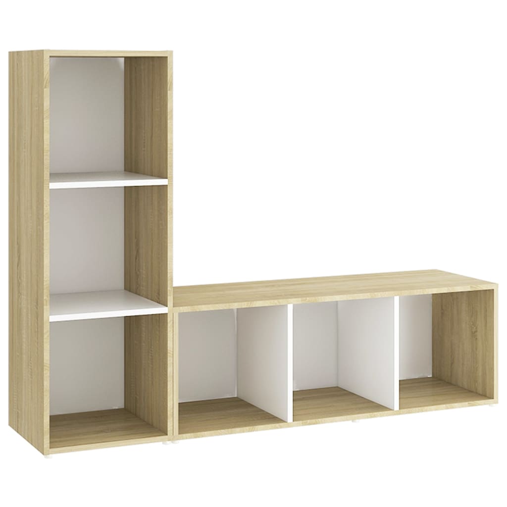 Meubles TV 2 pcs Blanc et chêne sonoma Bois d'ingénierie