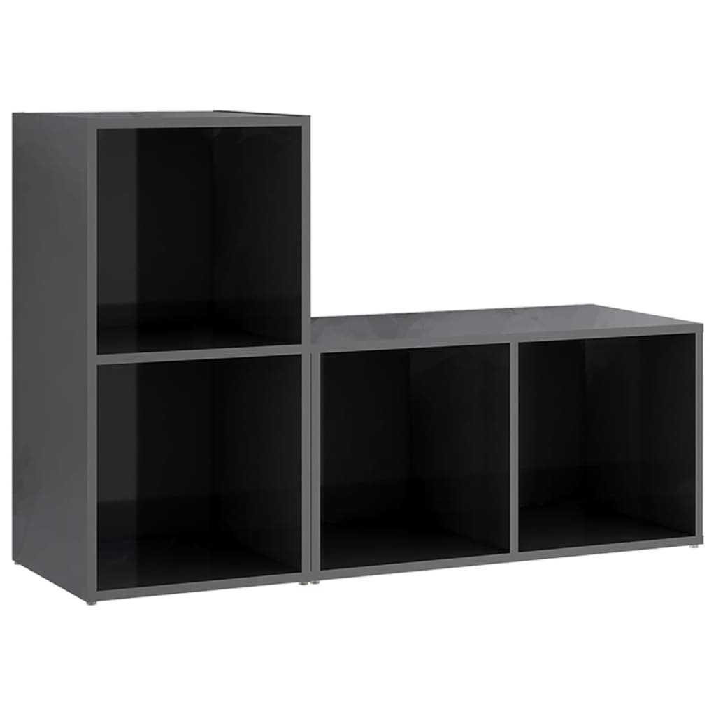 TV cabinet 2 pcs Grey high gloss 72x35x36.5 cm Engineered wood