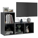 TV cabinet 2 pcs Grey high gloss 72x35x36.5 cm Engineered wood