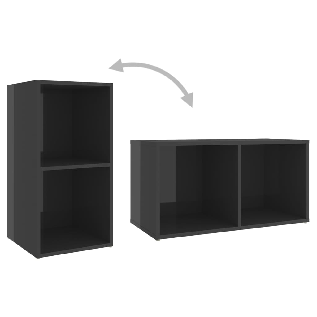 TV cabinet 2 pcs Grey high gloss 72x35x36.5 cm Engineered wood