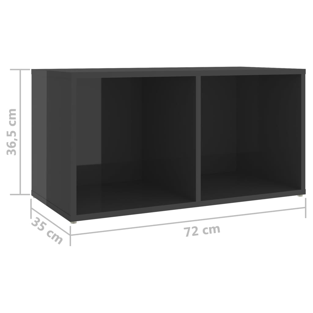 TV cabinet 2 pcs Grey high gloss 72x35x36.5 cm Engineered wood