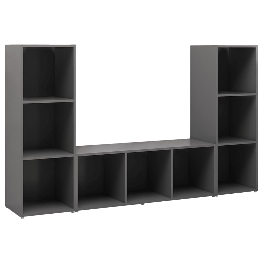 Meubles TV 3 pcs Gris 107x35x37 cm Bois d'ingénierie