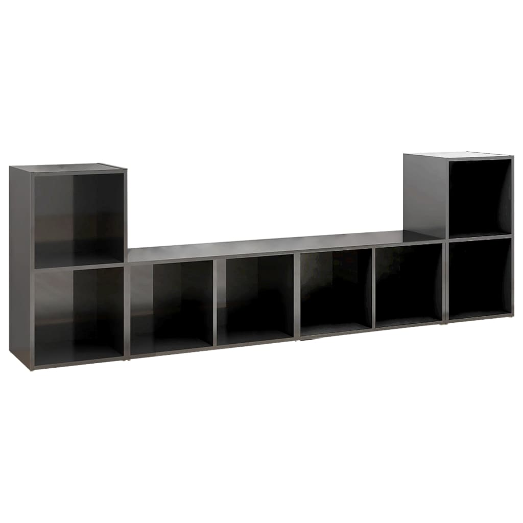 TV cabinet 4 pcs Grey high gloss 72x35x36.5 cm Engineered wood