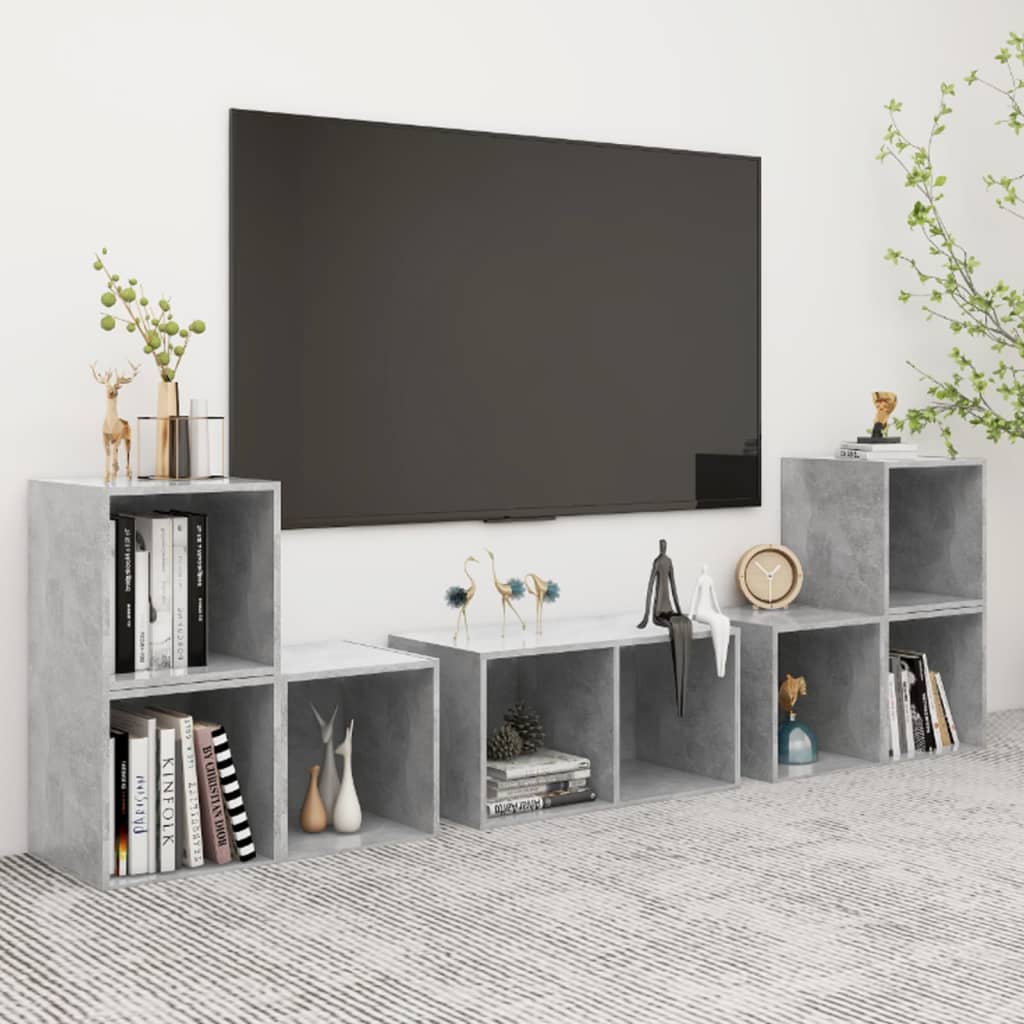 Ensemble de meubles TV 6 pcs Gris béton Bois d'ingénierie