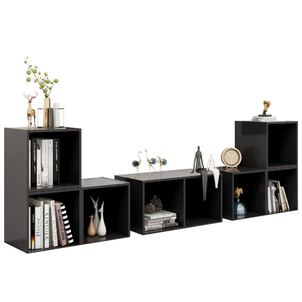 Ensemble de meubles TV 6 pcs Gris brillant Bois d'ingénierie