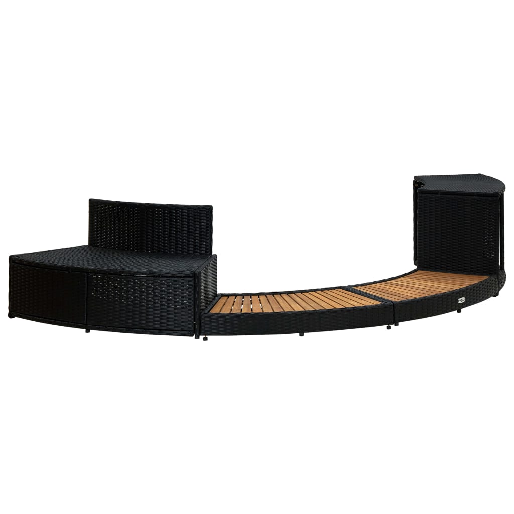 Contour pour spa Noir Poly rotin et bois d'acacia massif