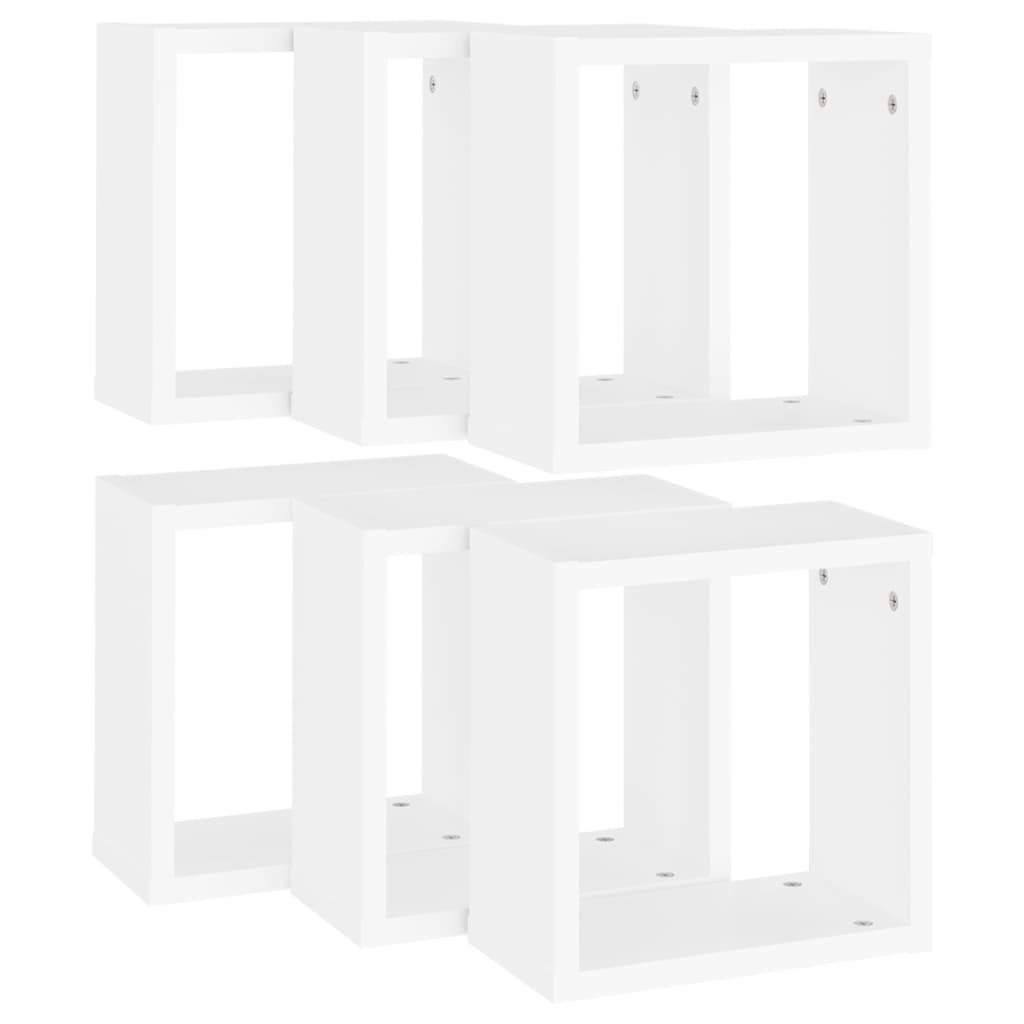 Étagères cube murales 6 pcs blanc 30x15x30 cm