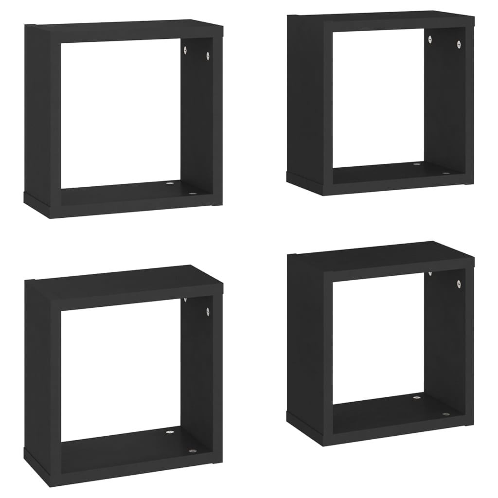 Étagères cube murales 4 pcs noir 30x15x30 cm