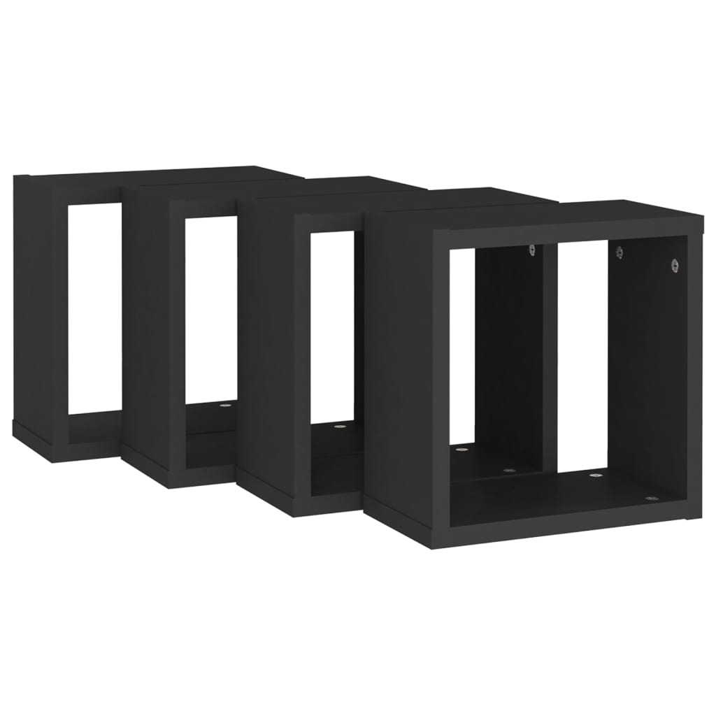 Étagères cube murales 4 pcs noir 30x15x30 cm