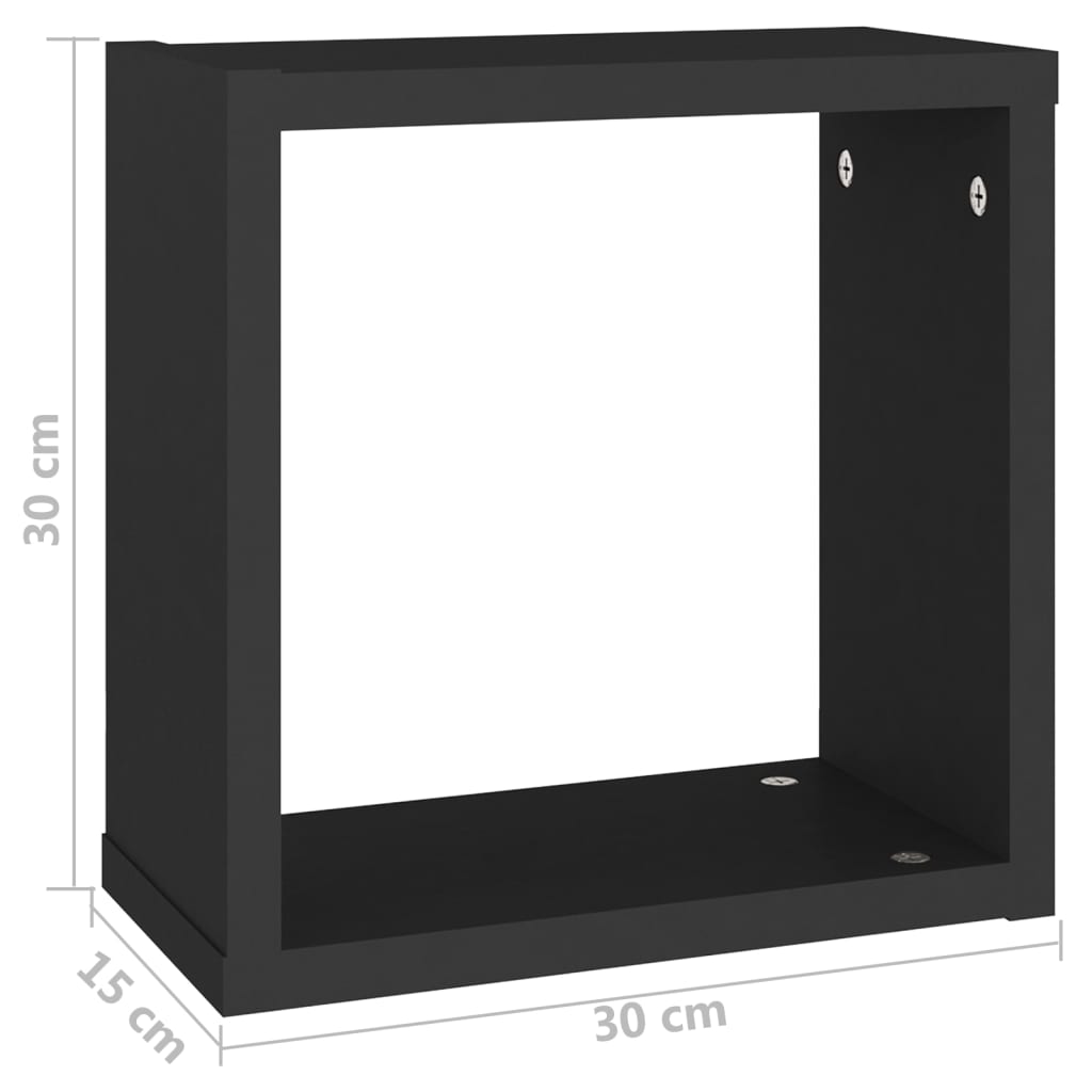 Étagères cube murales 4 pcs noir 30x15x30 cm