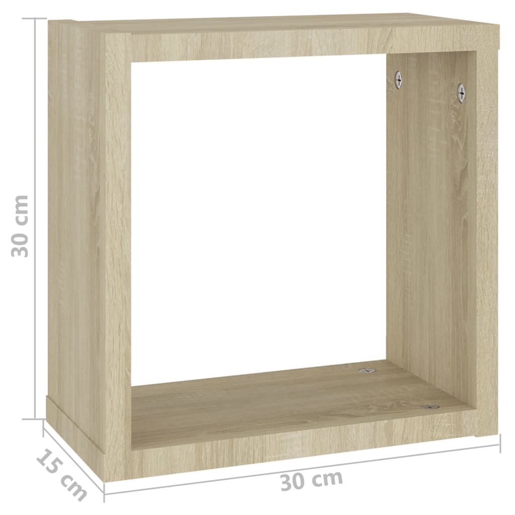 Étagères cube murales 2 pcs chêne sonoma 30x15x30 cm