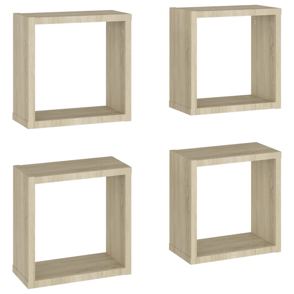 Étagères cube murales 4 pcs Chêne sonoma 30x15x30 cm