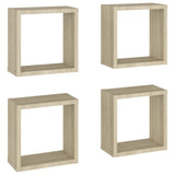 Étagères cube murales 4 pcs Chêne sonoma 30x15x30 cm