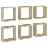 Étagères cube murales 6 pcs Chêne sonoma 30x15x30 cm