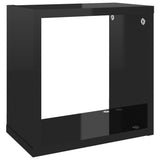 Étagères cube murales 6 pcs noir brillant 26x15x26 cm