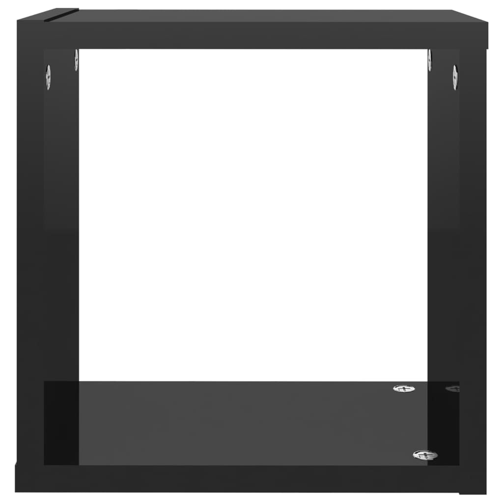 Étagères cube murales 6 pcs noir brillant 26x15x26 cm