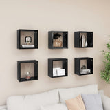 Étagères cube murales 6 pcs noir brillant 26x15x26 cm