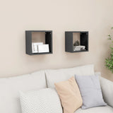 Étagères cube murales 2 pcs gris brillant 26x15x26 cm