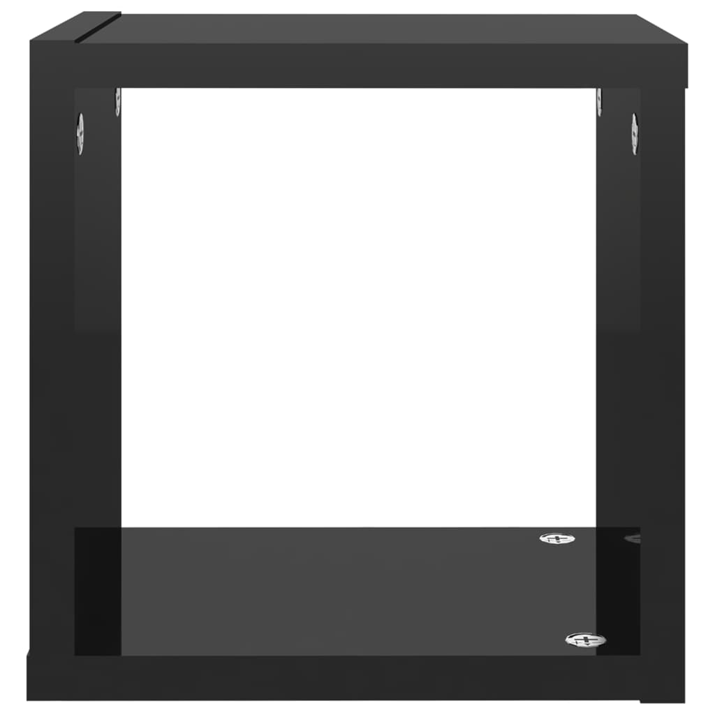 Étagères cube murales 6 pcs noir brillant 22x15x22 cm