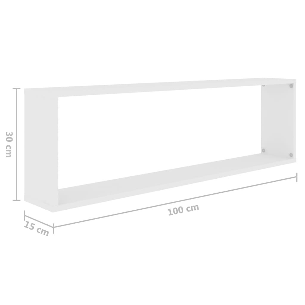 Étagères cube murales 2 pcs blanc 100x15x30cm bois d'ingénierie