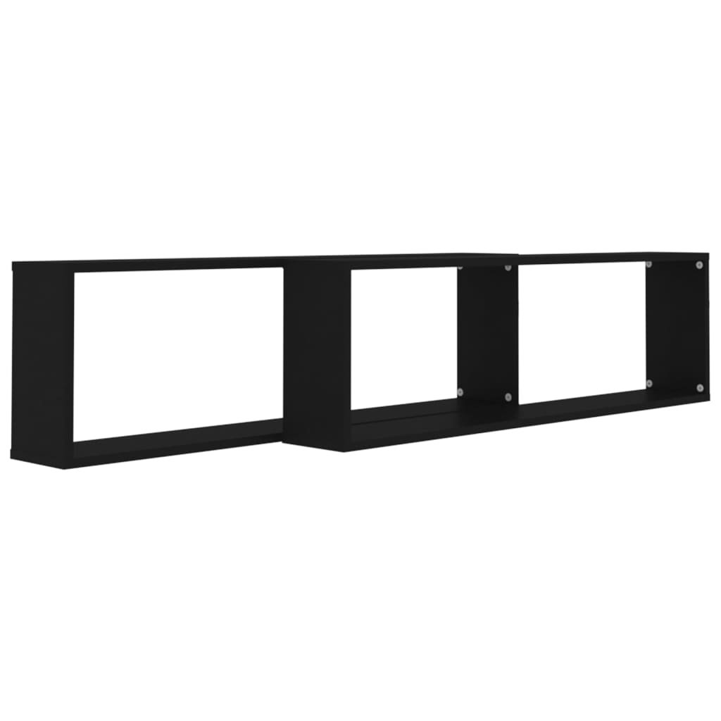 Étagères cube murales 2 pcs noir 100x15x30 cm bois d'ingénierie