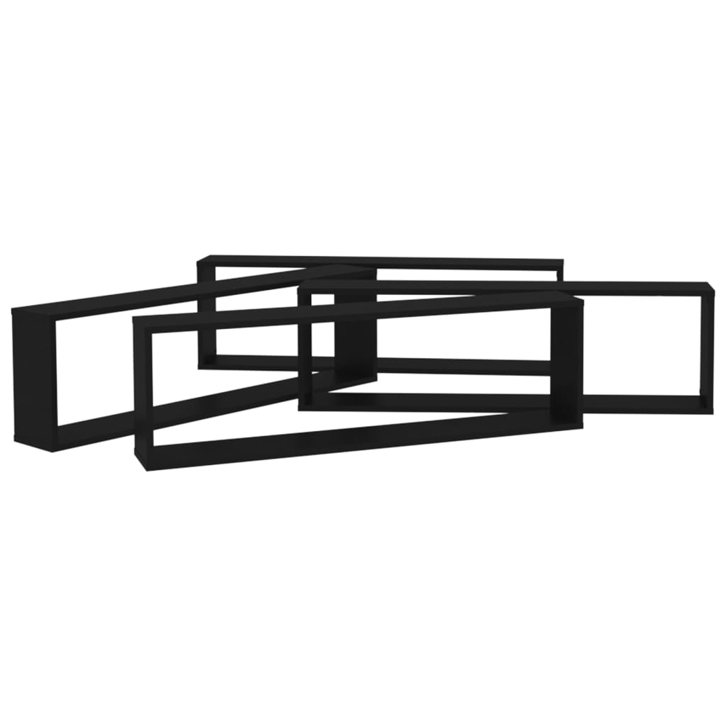 Étagères cube murales 4 pcs noir 100x15x30 cm bois d'ingénierie