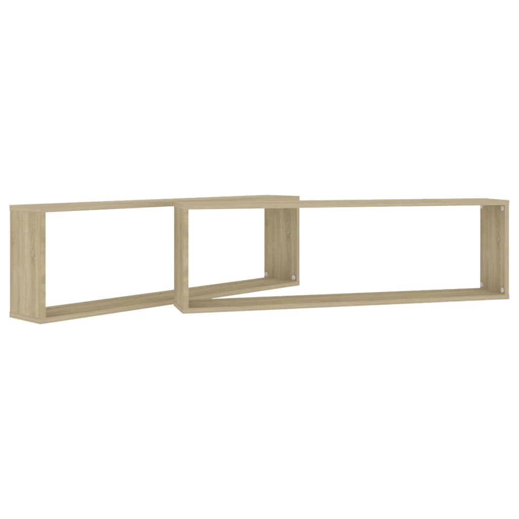 Étagères cube murales 2 pcs chêne sonoma bois d'ingénierie