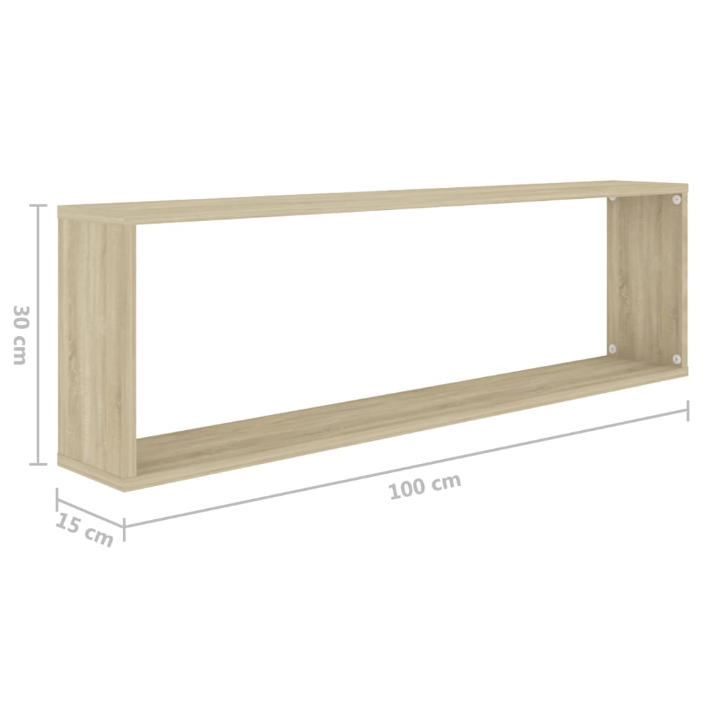 Étagères cube murales 2 pcs chêne sonoma bois d'ingénierie