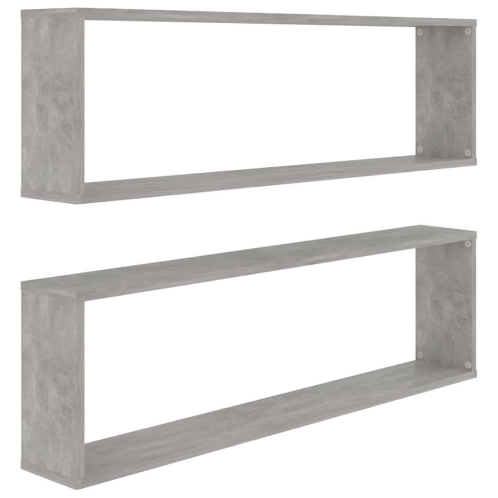 Étagères cube murales 2 pcs gris béton bois d'ingénierie